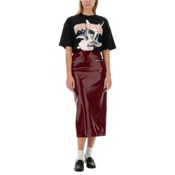 PATENT LEATHER MIDI SKIRT
