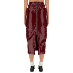 PATENT LEATHER MIDI SKIRT