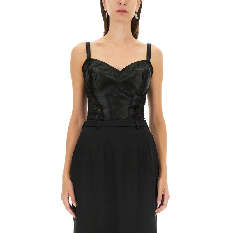 SATIN AND LACE CORSETRY TOP