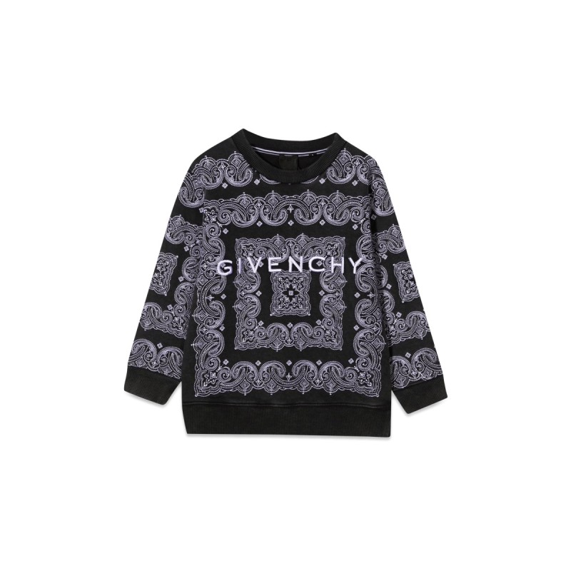 CREWNECK SWEATSHIRT PATTERNED PRINT AND LOGO