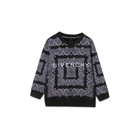 CREWNECK SWEATSHIRT PATTERNED PRINT AND LOGO