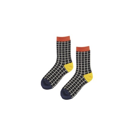 BLACK CHECKERED SHORT SOCKS