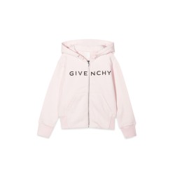 ZIPPER HOODED CARDIGAN WITH LOGO