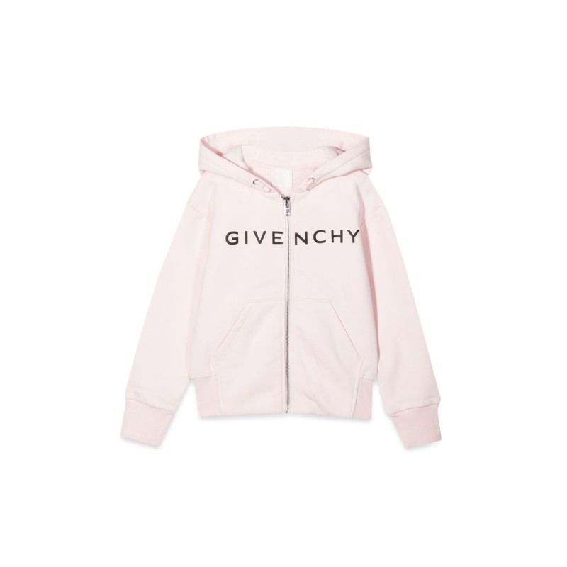 ZIPPER HOODED CARDIGAN WITH LOGO