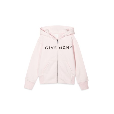 ZIPPER HOODED CARDIGAN WITH LOGO