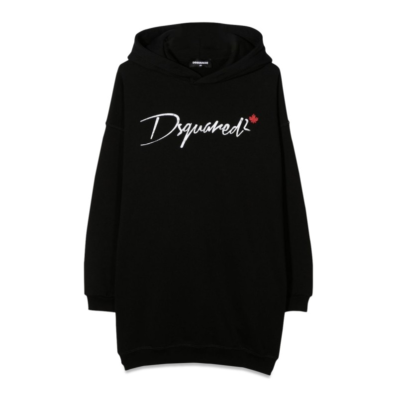 OVER HOODED SWEATSHIRT DRESS