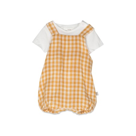checkered romper with t-shirt