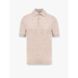 Mélange cotton and linen polo shirt