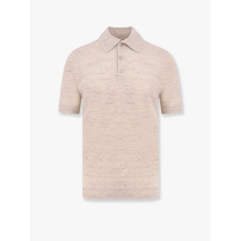 Mélange cotton and linen polo shirt