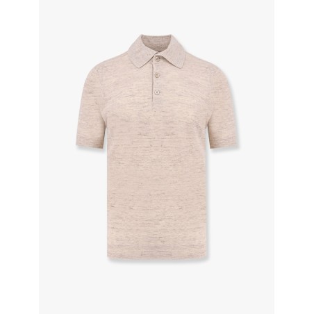 Mélange cotton and linen polo shirt