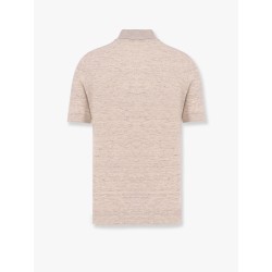 Mélange cotton and linen polo shirt
