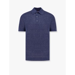 Mélange cotton and linen polo shirt