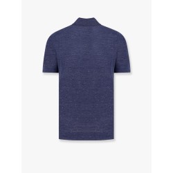 Mélange cotton and linen polo shirt