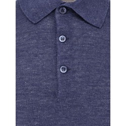 Mélange cotton and linen polo shirt