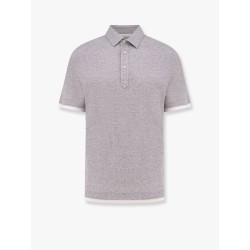 Mélange linen and cotton polo shirt