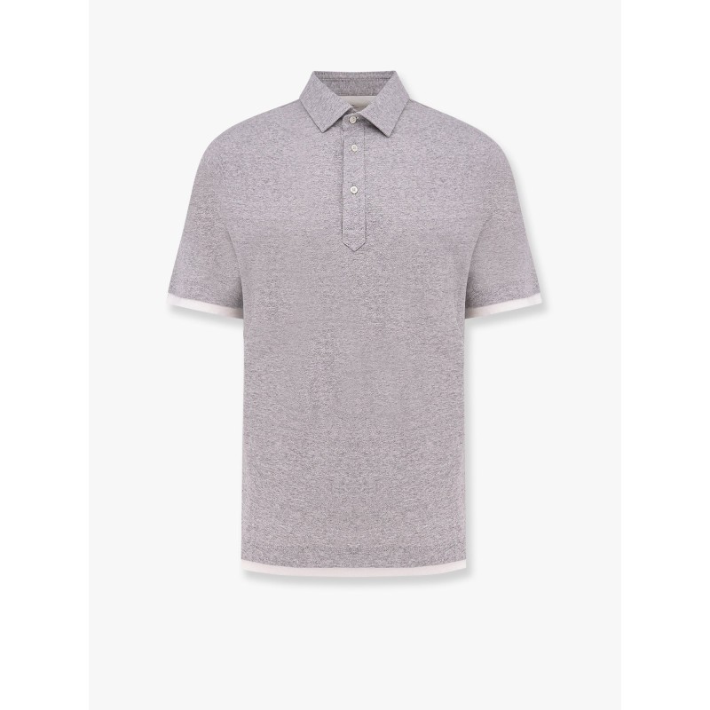 Mélange linen and cotton polo shirt