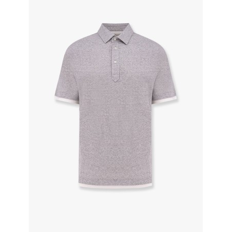 Mélange linen and cotton polo shirt