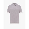 Mélange linen and cotton polo shirt