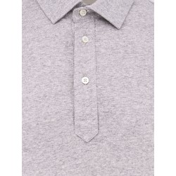 Mélange linen and cotton polo shirt