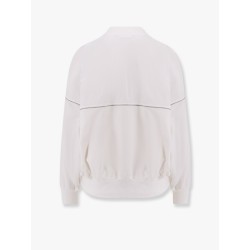Cotton cardigan with viscose inserts and Monili details
