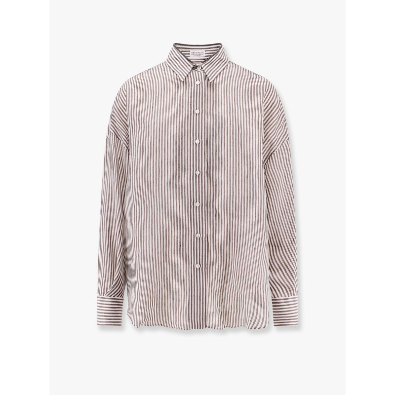 Striped linen and silk shirt