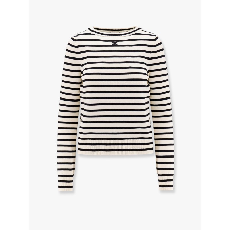 Striped cotton blend sweater