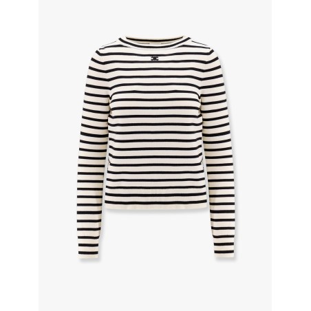 Striped cotton blend sweater