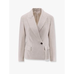 Double-breasted linen blazer
