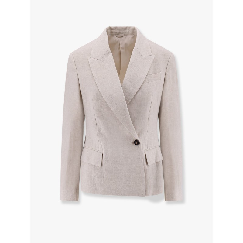 Double-breasted linen blazer