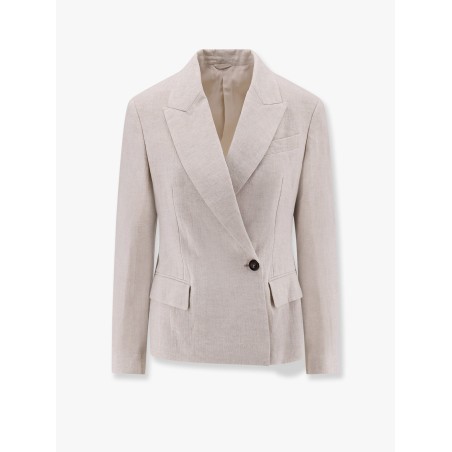 Double-breasted linen blazer