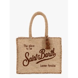 Vanity raffia handbag with Logo embroidery