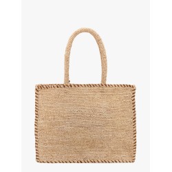 Vanity raffia handbag with Logo embroidery