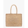 Vanity raffia handbag with Logo embroidery