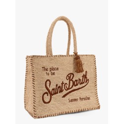 Vanity raffia handbag with Logo embroidery