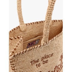 Vanity raffia handbag with Logo embroidery