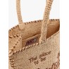 Vanity raffia handbag with Logo embroidery