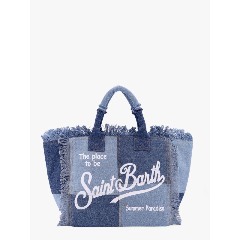Vanity patchwork denim handbag with Logo print