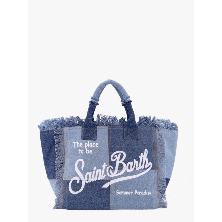 Vanity patchwork denim handbag with Logo print