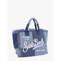 Vanity patchwork denim handbag with Logo print