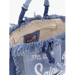 Vanity patchwork denim handbag with Logo print