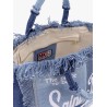 Vanity patchwork denim handbag with Logo print