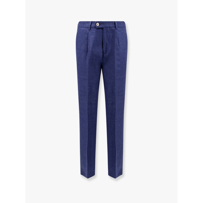 Linen, wool and silk trousers with pinces