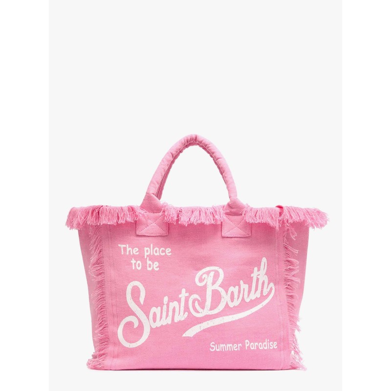 Vanity linen handbag with Logo print