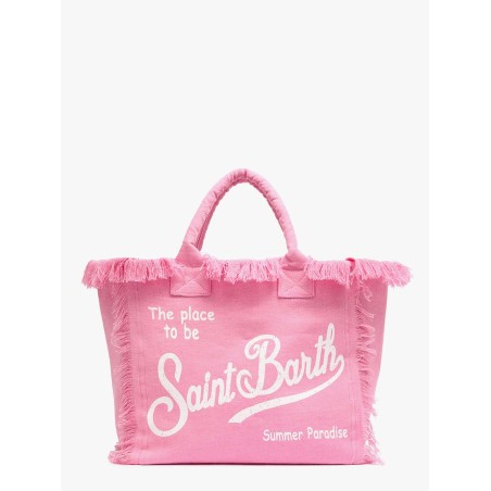 Vanity linen handbag with Logo print