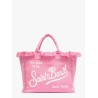 Vanity linen handbag with Logo print