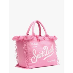 Vanity linen handbag with Logo print