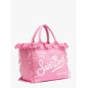 Vanity linen handbag with Logo print
