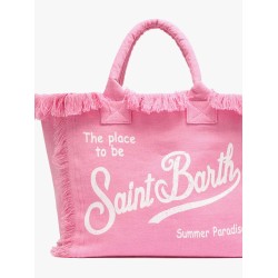 Vanity linen handbag with Logo print