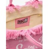 Vanity linen handbag with Logo print