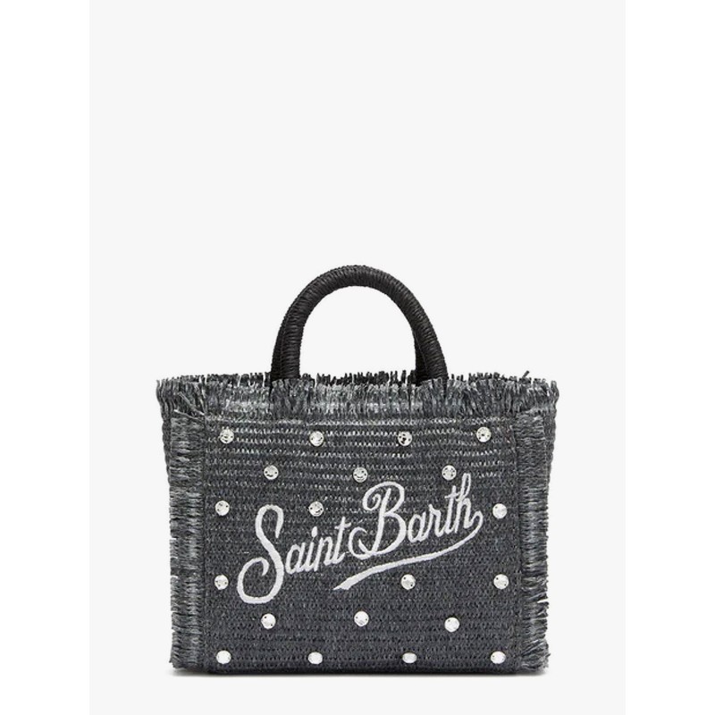 Vanity Mini Straw handbag with rhinestones motif